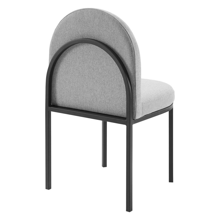 Isla Light Gray Upholstered Dining Side Chair with Black Metal Frame