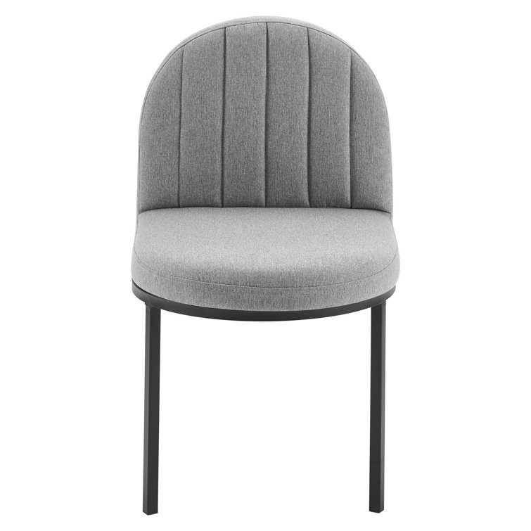 Isla Light Gray Upholstered Dining Side Chair with Black Metal Frame