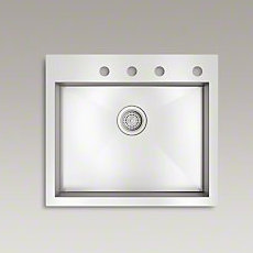 Vault 25" Stainless Steel Single Bowl Drop-In Kitchen Sink