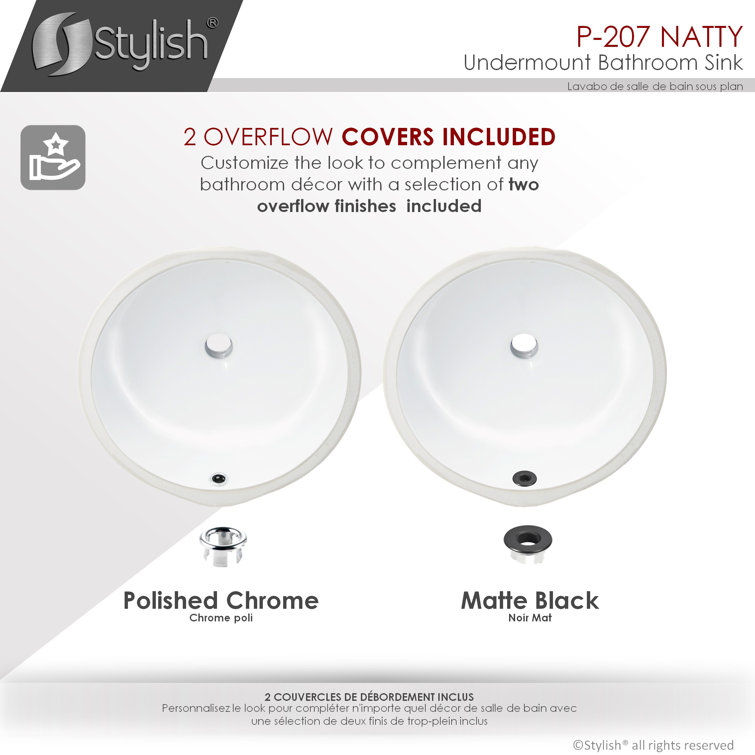 Natty 16" Round White Ceramic Undermount Bathroom Sink