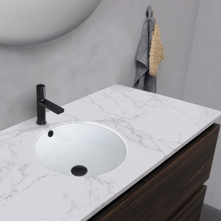 Natty 16" Round White Ceramic Undermount Bathroom Sink