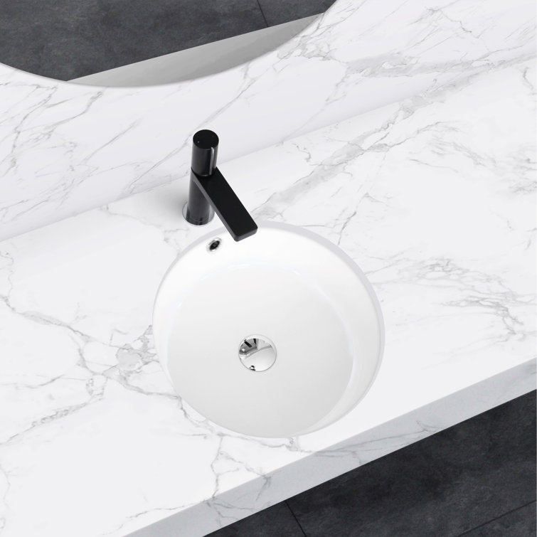 Natty 16" Round White Ceramic Undermount Bathroom Sink