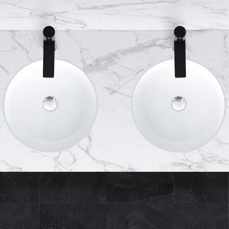 Natty 16" Round White Ceramic Undermount Bathroom Sink