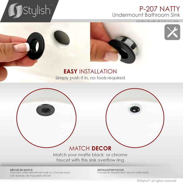 Natty 16" Round White Ceramic Undermount Bathroom Sink