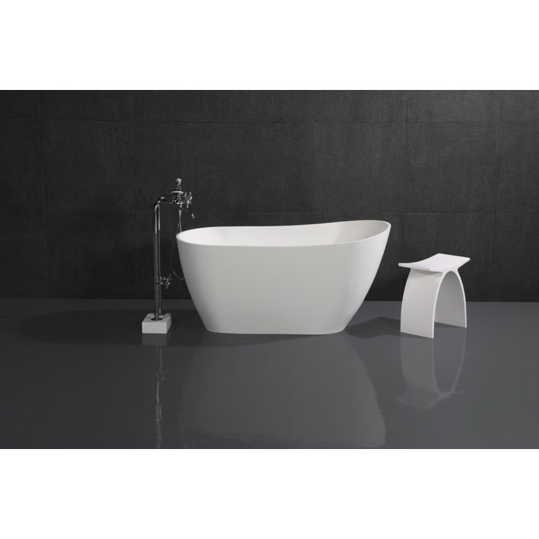 Arcticstone 52-Inch Matte White Solid Surface Freestanding Bathtub