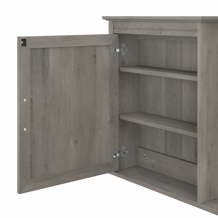 Driftwood Gray Laminated Wood Bathroom Medicine Cabinet with Mirror