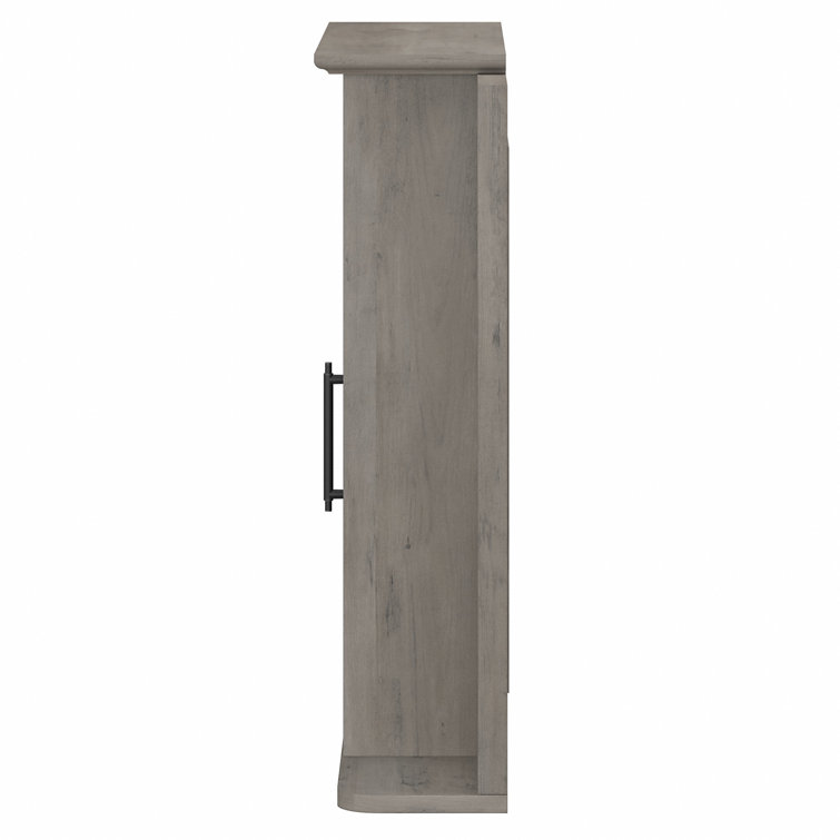 Driftwood Gray Laminated Wood Bathroom Medicine Cabinet with Mirror