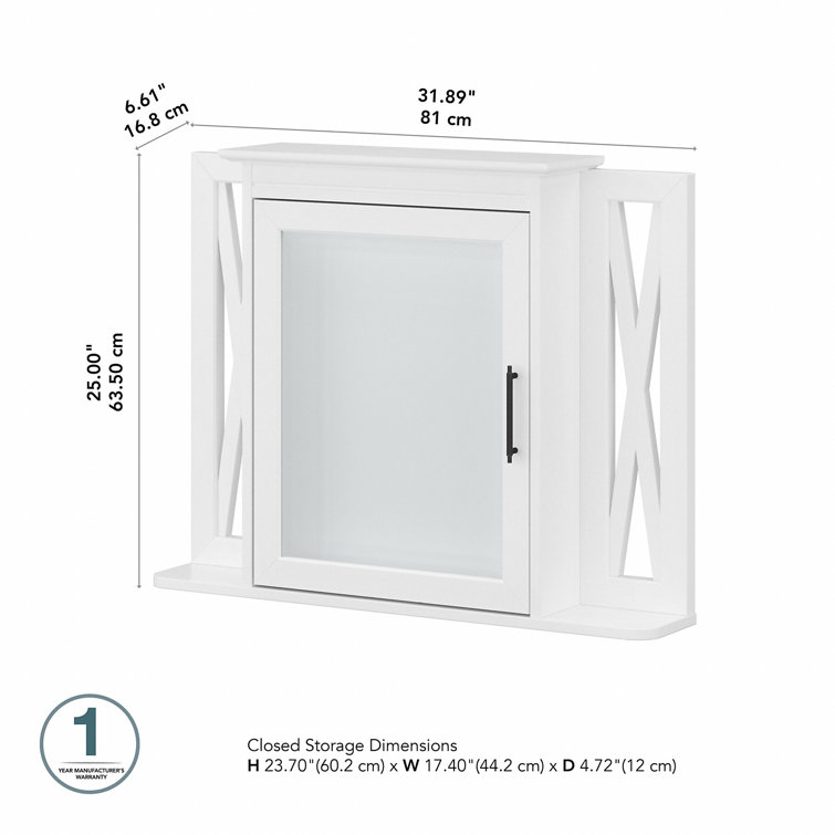 White Ash Farmhouse Wall-Mount Medicine Cabinet with Mirror