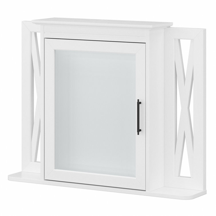 White Ash Farmhouse Wall-Mount Medicine Cabinet with Mirror