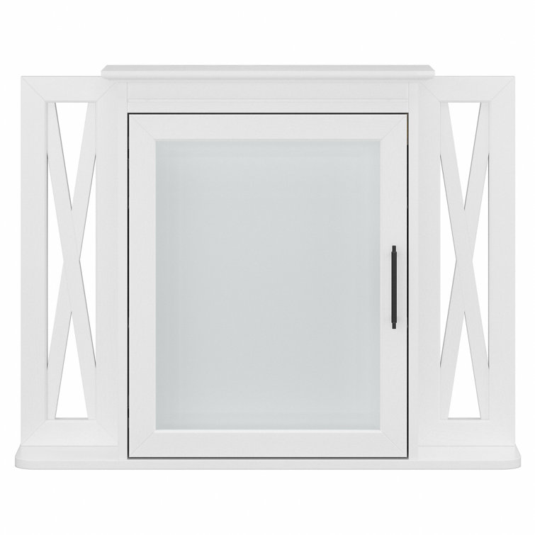 White Ash Farmhouse Wall-Mount Medicine Cabinet with Mirror