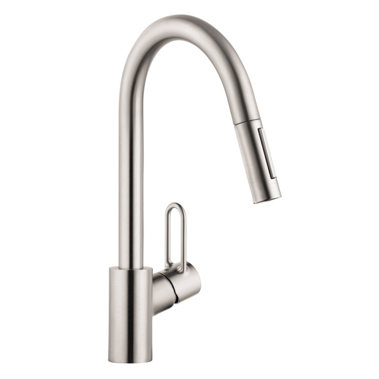 High Arc Brushed Stainless Steel Single Handle Kitchen Faucet