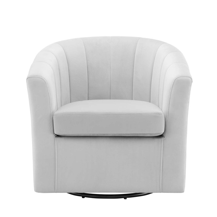 Luxurious Light Gray Velvet Swivel Barrel Accent Chair