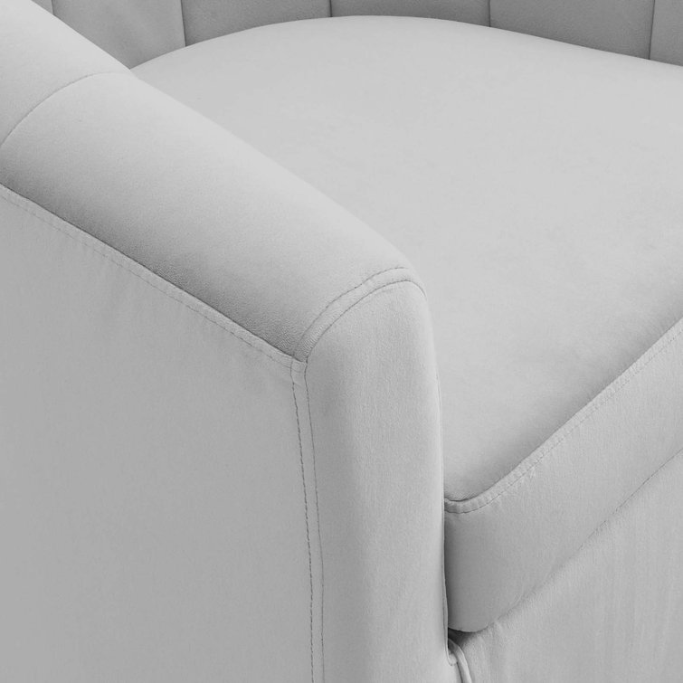 Luxurious Light Gray Velvet Swivel Barrel Accent Chair