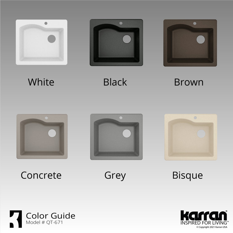 Gray Quartz Composite Single Bowl Drop-In Kitchen Sink