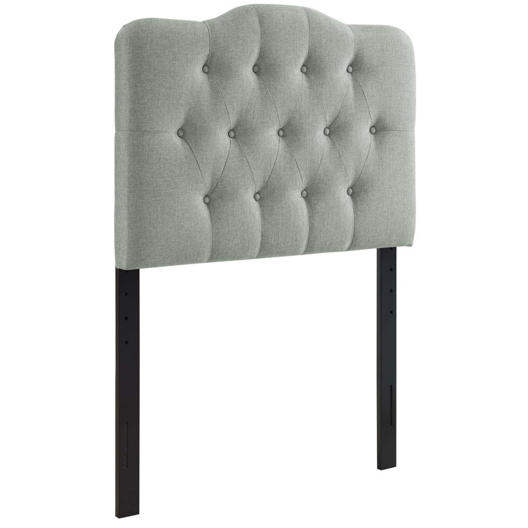 Gray Tufted Linen Upholstered Twin Headboard