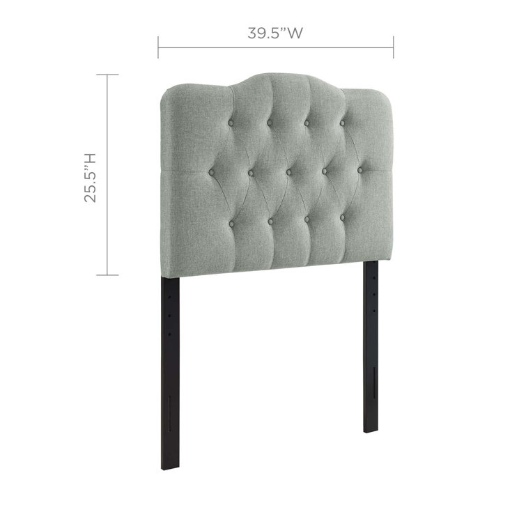 Gray Tufted Linen Upholstered Twin Headboard
