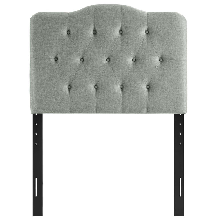 Gray Tufted Linen Upholstered Twin Headboard