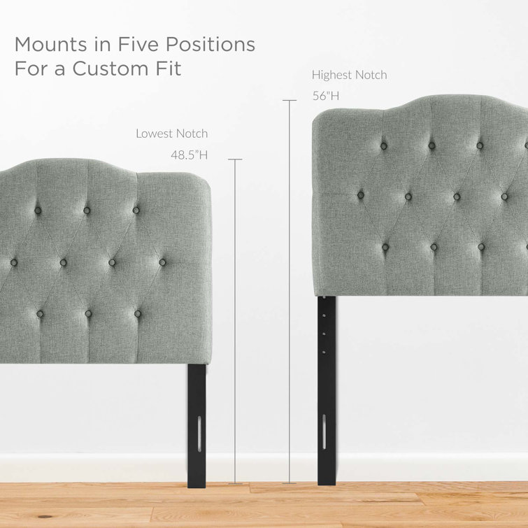 Gray Tufted Linen Upholstered Twin Headboard