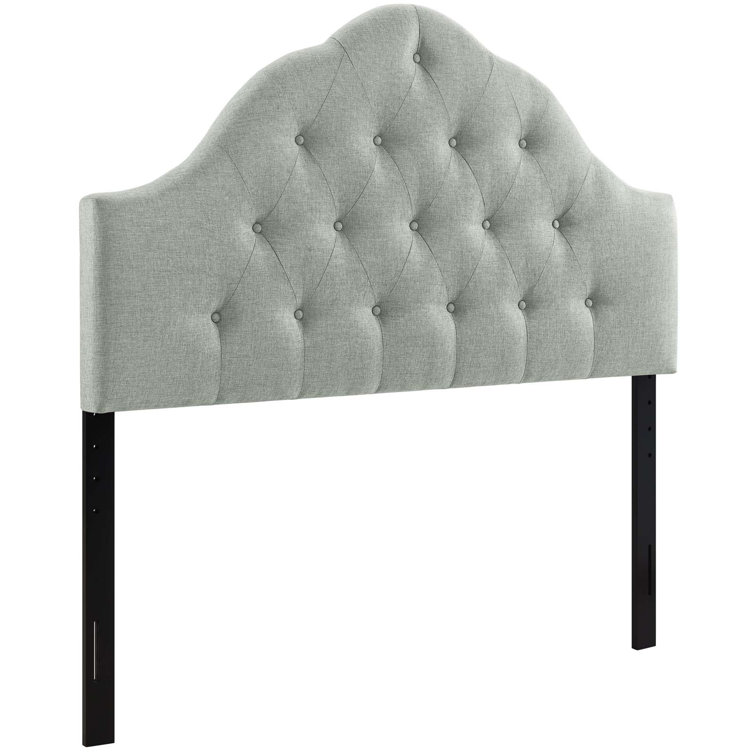 Gray Tufted Upholstered King Fabric Headboard