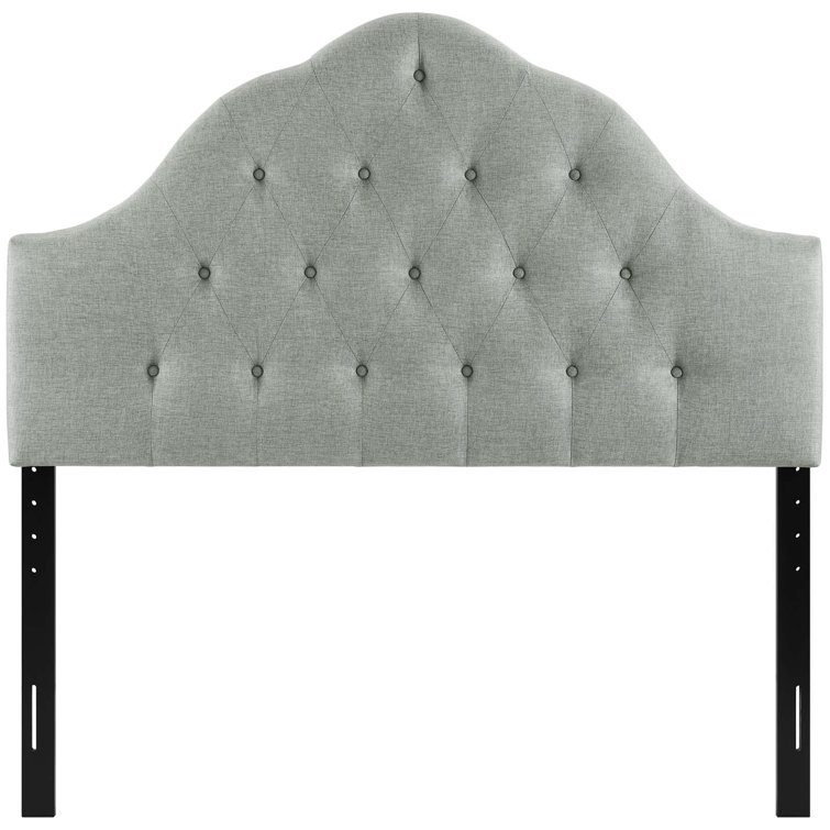 Gray Tufted Upholstered King Fabric Headboard