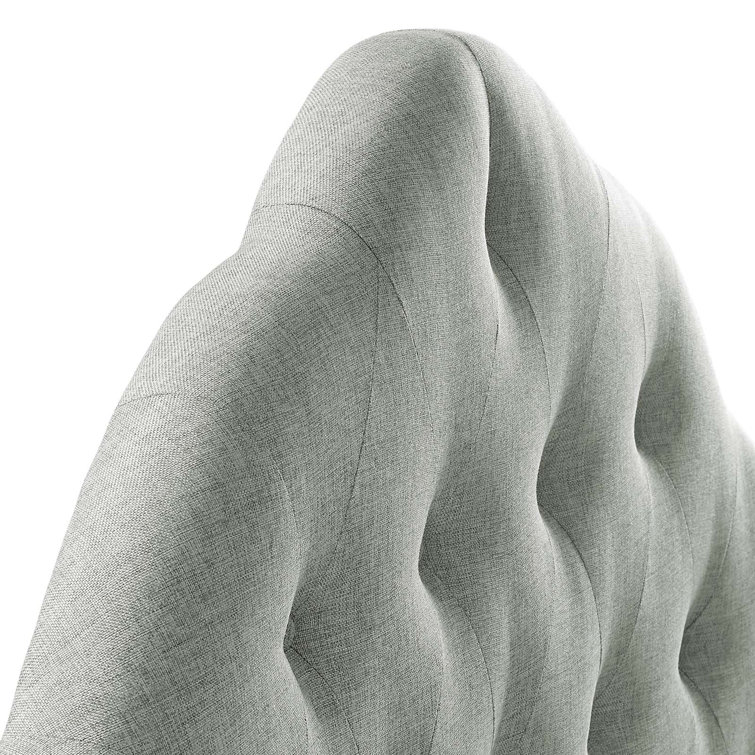 Gray Tufted Upholstered King Fabric Headboard