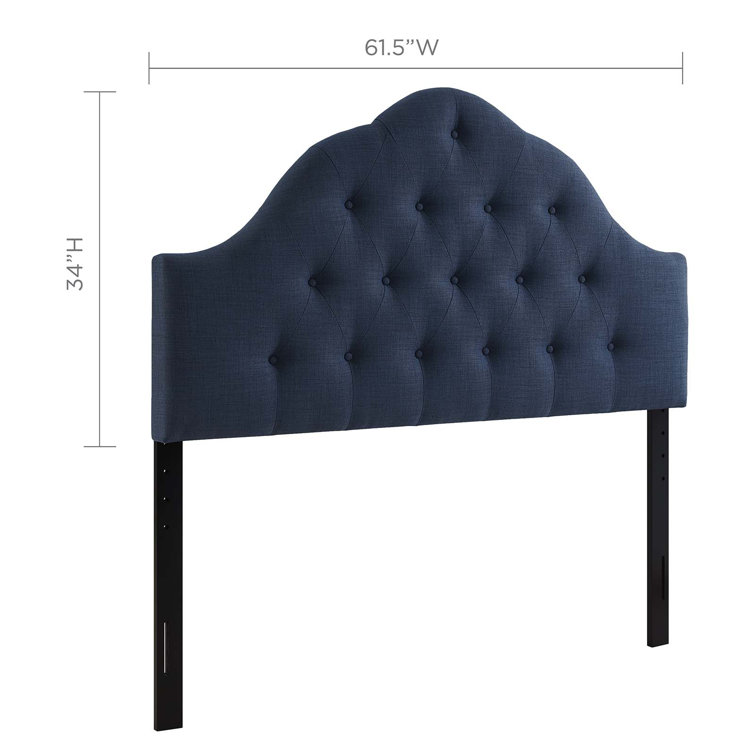 Beige Tufted Upholstered Queen Fabric Headboard