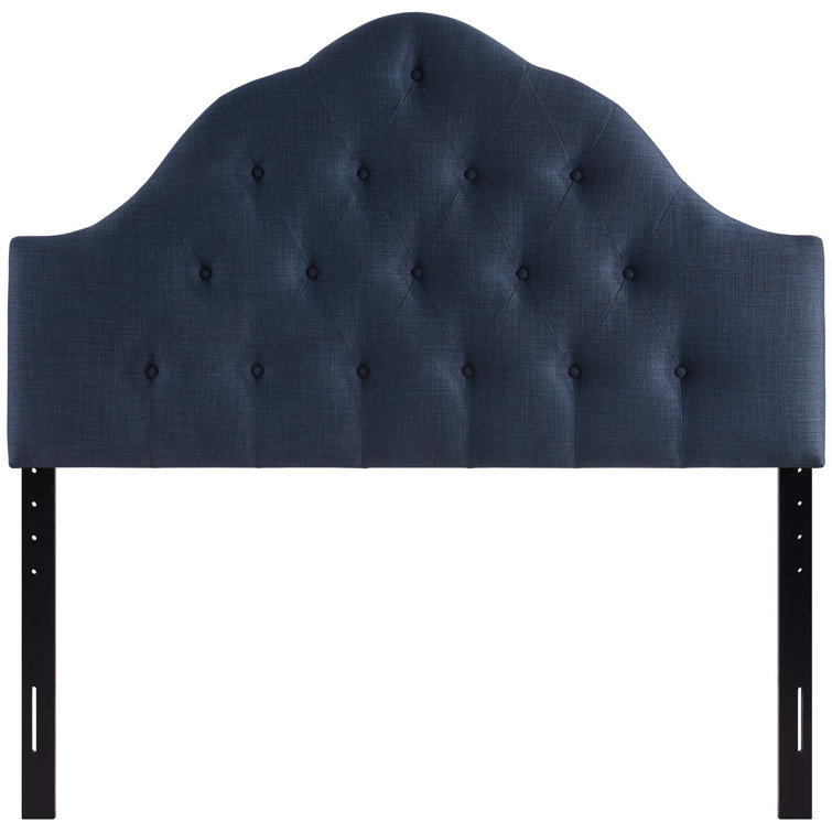 Gray Tufted Upholstered King Fabric Headboard