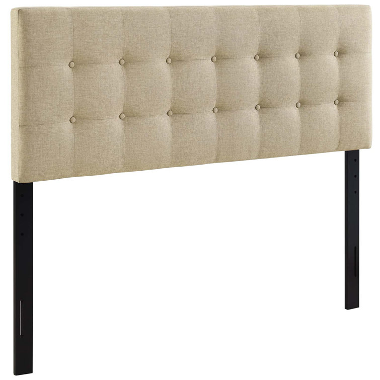 Emily Beige Tufted Linen Full Upholstered Headboard