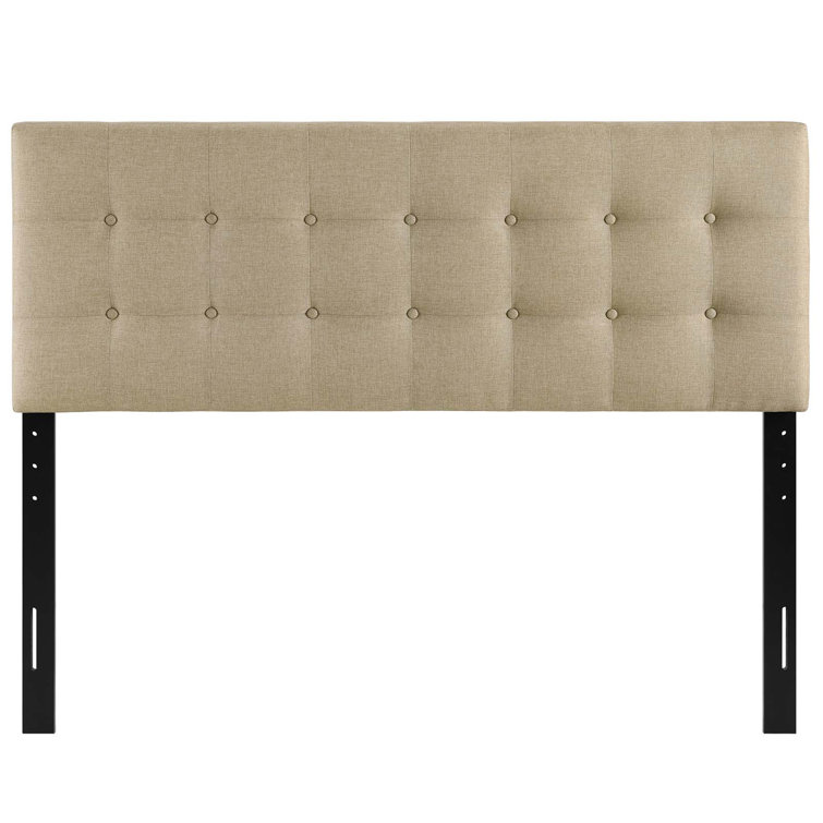 Emily Beige Tufted Linen Full Upholstered Headboard
