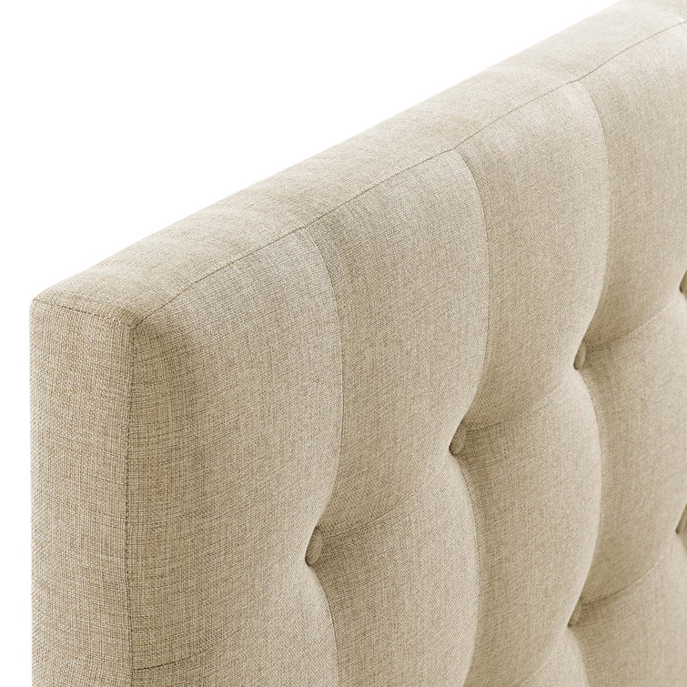 Emily Beige Tufted Linen Full Upholstered Headboard