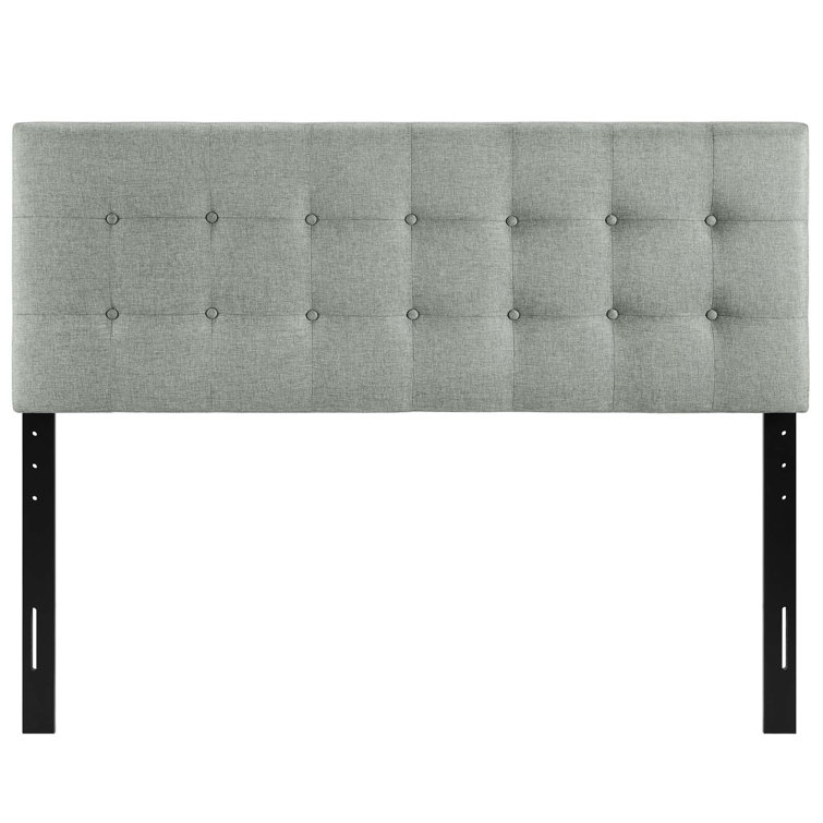 Gray Tufted Upholstered Full Headboard with Button Accents