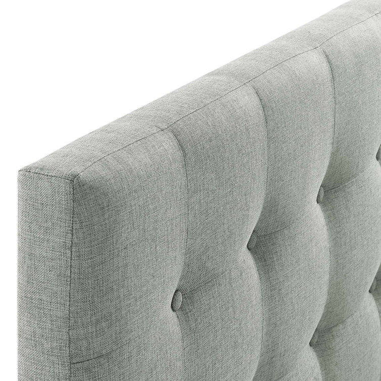 Gray Tufted Upholstered Full Headboard with Button Accents