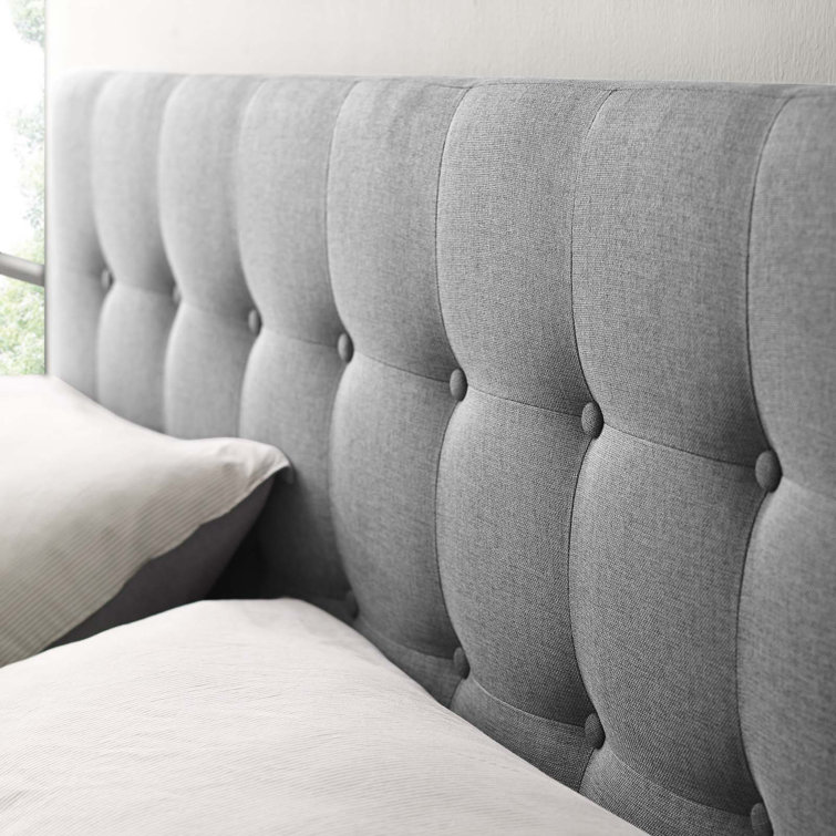 Emily Beige Tufted Linen Full Upholstered Headboard