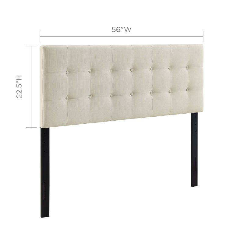 Emily Ivory Tufted Full Upholstered Fabric Headboard