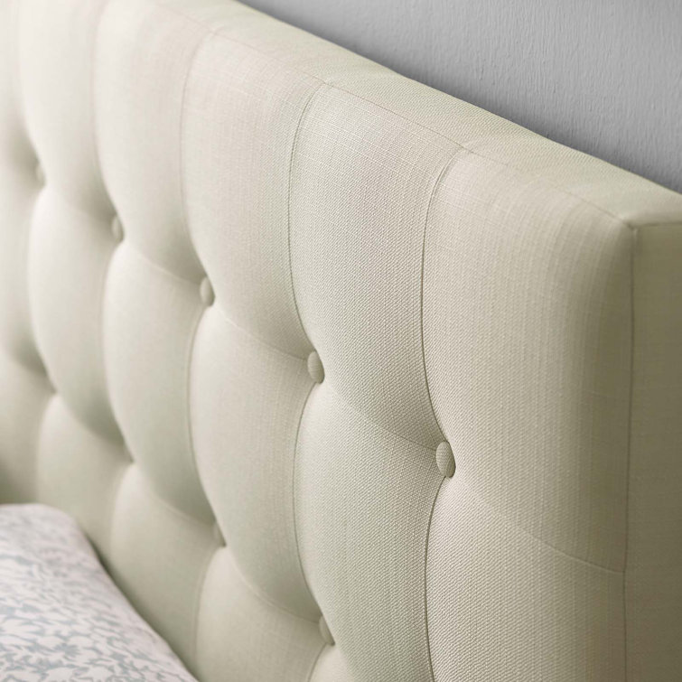 Emily Ivory Tufted Full Upholstered Fabric Headboard