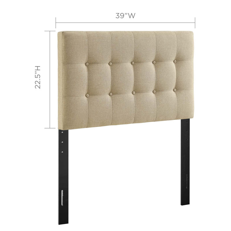 Beige Tufted Upholstered Twin Headboard with Button Detail