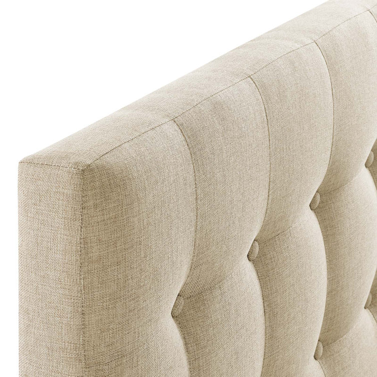 Emily Beige Tufted Linen Full Upholstered Headboard