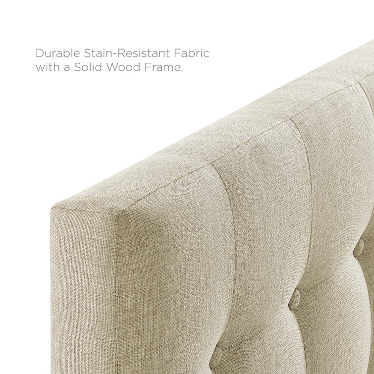 Emily Beige Tufted Linen Full Upholstered Headboard