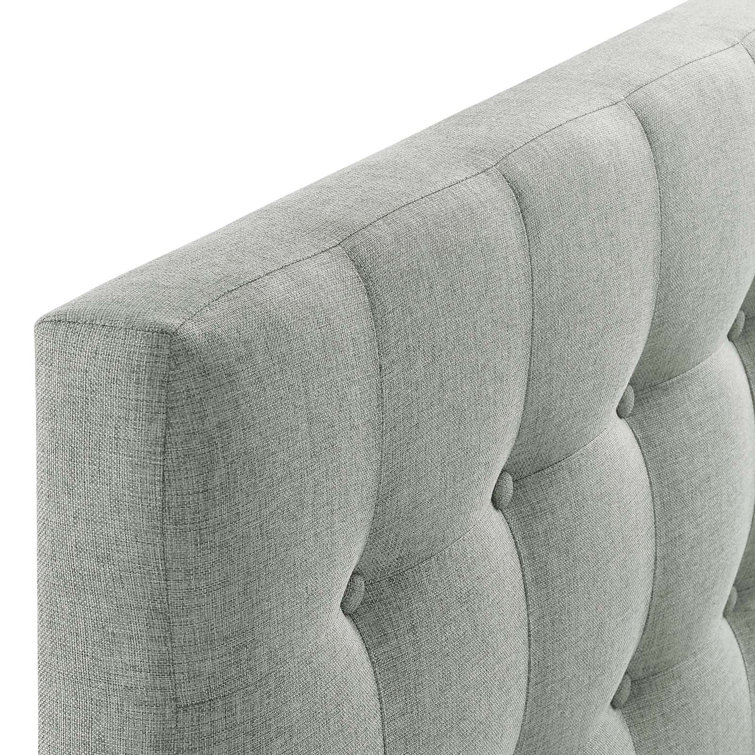 Gray Tufted Upholstered Full Headboard with Button Accents
