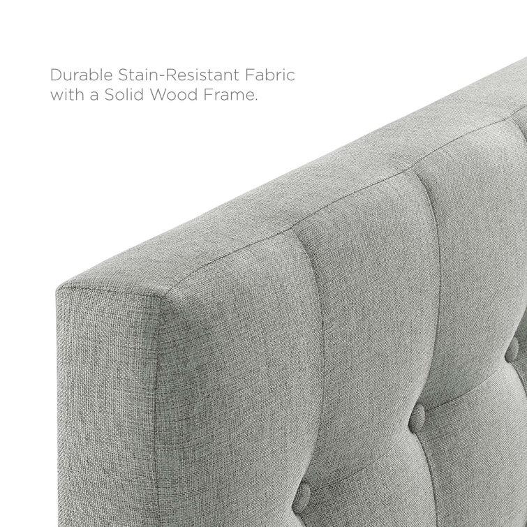 Gray Tufted Upholstered Full Headboard with Button Accents