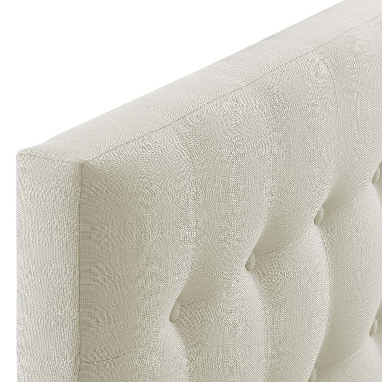Emily Ivory Tufted Full Upholstered Fabric Headboard