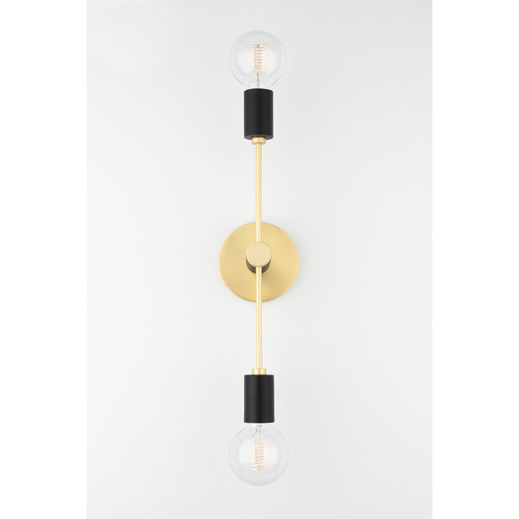 Aged Brass 2-Light Dimmable Metal Sconce