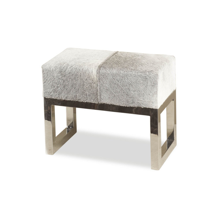 Glamorous Gray Cowhide and Steel Accent Stool