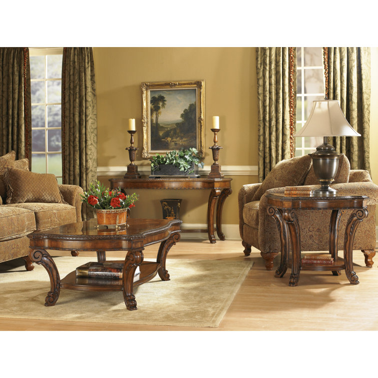 Traditional Warm Pomegranate Square Wood End Table