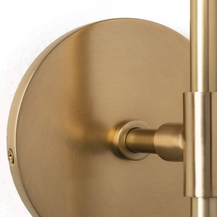 Aged Brass Slim Dimmable Wall Sconce with Stainless Steel