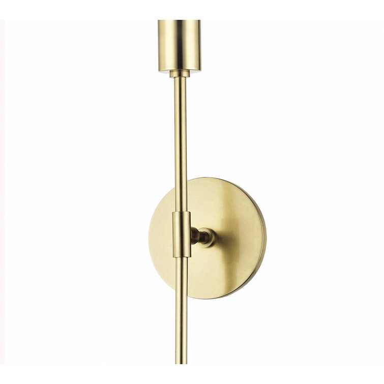 Aged Brass Slim Dimmable Wall Sconce with Stainless Steel
