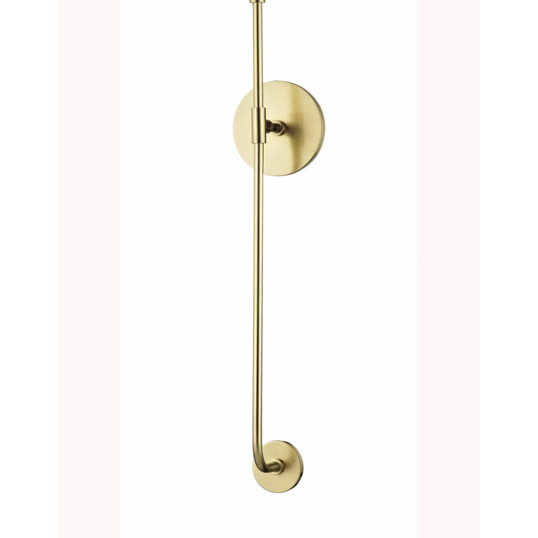 Aged Brass Slim Dimmable Wall Sconce with Stainless Steel