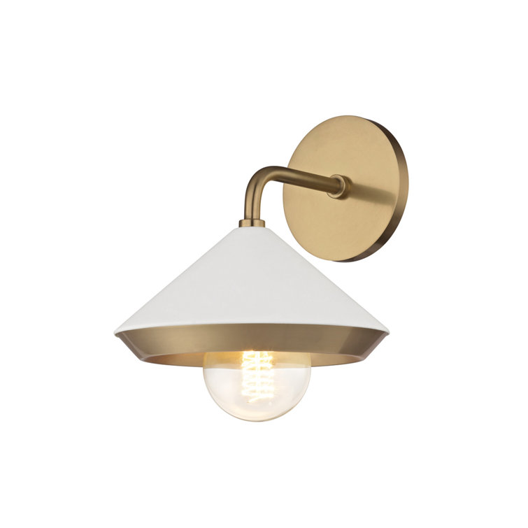 Marnie Aged Brass & Soft Off-White Conical 1-Light Wall Sconce