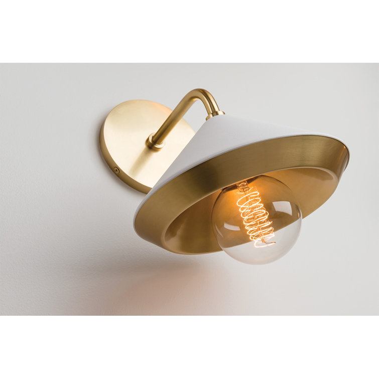 Marnie Aged Brass & Soft Off-White Conical 1-Light Wall Sconce