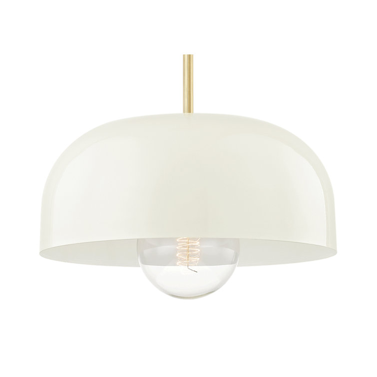 Avery Domed Large Pendant in Aged Brass and Cream Finish